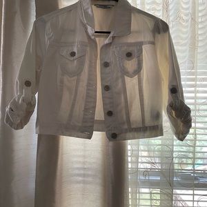 White cropped jean jacket